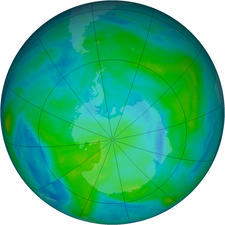 Antarctic ozone map for 29 February 1984